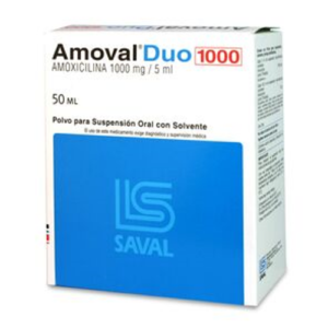 AMOVAL DUO 1000. SUSPENSION 1000 MG/5 ML. 50ML - Saval