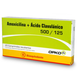 AMOXCILINA + ACIDO CLAVULANICO x20 COMPRIMIDOS DE 500/125MG - Opko chile sa