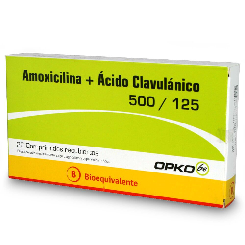 AMOXCILINA + ACIDO CLAVULANICO x20 COMPRIMIDOS DE 500/125MG - Opko chile sa